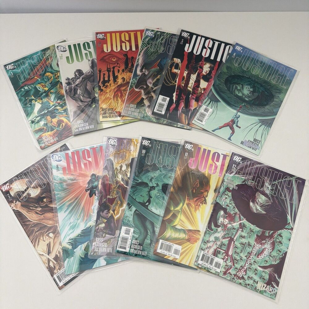 DC Comics Justice #1-12 Complete Set (2005) Alex Ross Covers Lot